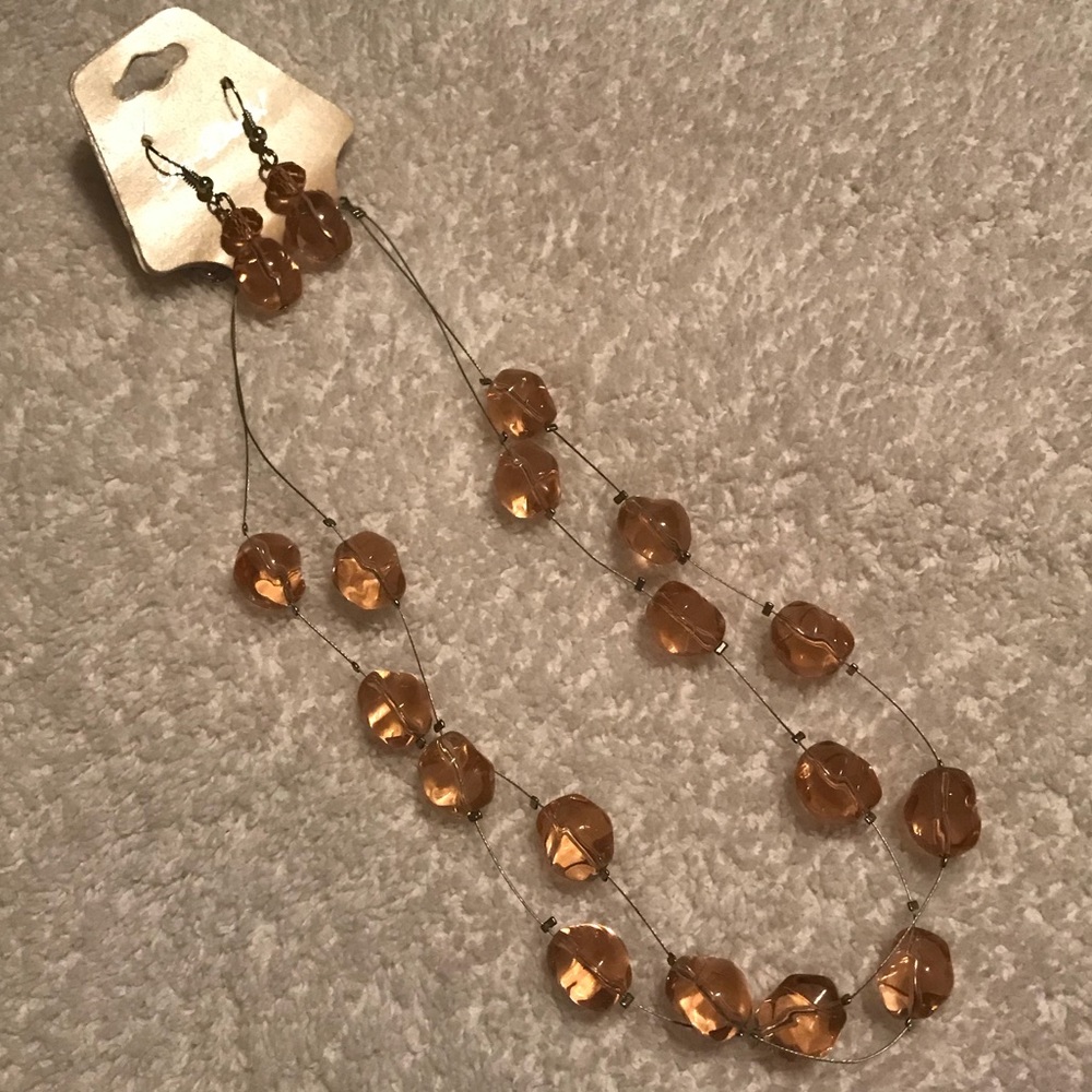 Champagne Necklace and Earring Set